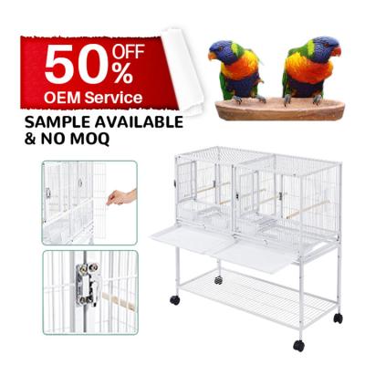 China Breeder Breeder Viable Stackable Divided Bird Cage For Canary Cockatiels Parakeets Parrots With Rolling Stand for sale