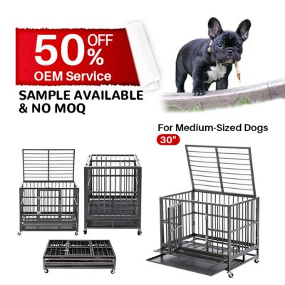 China Sustainable Double Door Dog Kennel Crate Crate With Removable Tray Folding Design For French Bulldog Bedlington Terrier Pekingese for sale