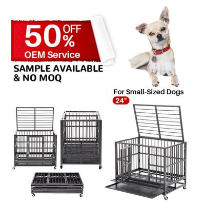 China Viable Double Door Dog Kennel Crate Crate With Removable Tray Folding Design For Chinese Norwish Crested Terrier Shih Tzu for sale