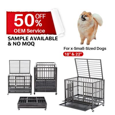 China Viable Double Door Dog Kennel Crate Crate With Removable Tray Folding Design For Japanese Chin Toy Fox Terrier for sale