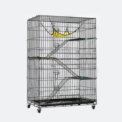 China Rotating Cat Kitten Ferret Cage All Direction Caster Fence Animal Cage Metal Folding Viable With Hammock And Ramp Ladders Bed for sale