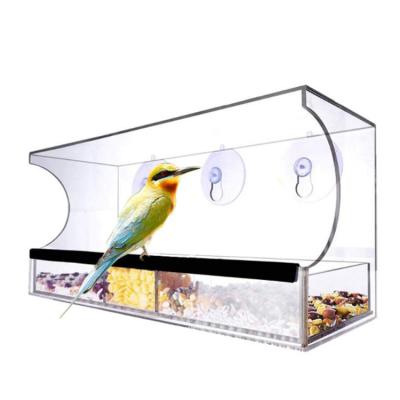 China Non-automatic Acrylic Wild Bird Feeder For Cardinals Finches Juncos Chickadees Blue Jays With Sliding Tray for sale