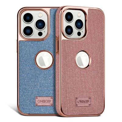 China ONEGIF High Quality Shockproof Glitter Bling Cell Phone Case Plating Cover For iPhone 14 Mobile Shinning Back Cover Case for sale