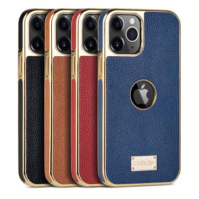 China ONEGIF Unique High Quality Shockproof PU Plating Business Men Cell Phone Case Leather Cover For iPhone 14 Pro Protector Phone Case for sale