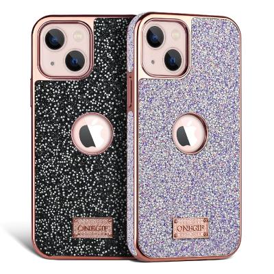 China ONEGIF Glitter Bling Diamond Pattern Mobile Phone Cover Shockproof Case for iPhone 14 pro Max Phone Case Luxury for sale