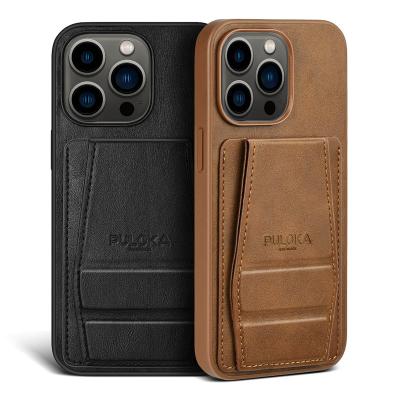 China PULOKA Luxury Shockproof Wholesale PU Business Card Wallet Cell Phone Leather Case For iPhone 13 14 pro Max Phone Bag Case Wallet for sale