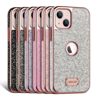 China ONEGIF Shockproof Luxury Pearl Glitter Bling Mobile Phone Case Electroplating Cover For iPhone 13 pro Max Girl Phone Case for sale