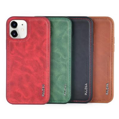 China Luxury Simple Slim PULOKA PU Leather Mobile Phone Case Protector Cover For iPhone 12 11 pro Max Phone Case for sale