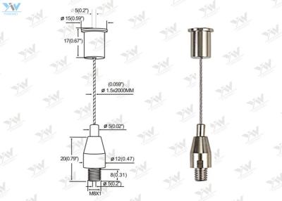 Chine Individu fermant à clef le seul kit de suspension de lumière de ficelle, kit accrochant de fil d'acier inoxydable de 1,5 millimètres à vendre