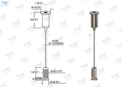 China 2000 Mm Height Adjustable Wire Suspension Kit For Hanging Linear Lights for sale