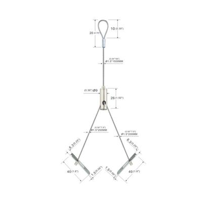 China Panel Lighting Cable Suspension Kit Two Legs With A Loop Nickel Surfaced YW86358 for sale