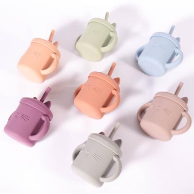 China 100% Pure Silicone Baby Toddler Handle Silicone Baby Training Cup Minimalist Natural Cup Platinum for sale