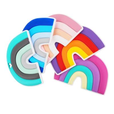 China Bring Merry 2020 New Custom Food Grade BPA Free Teething Rainbow Pendant Chewing Toy Silicone Baby Teether for sale