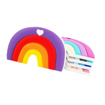 China Bring New Joyful Custom Food Grade BPA Free Teething Rainbow Pendant Chewing Toy Silicone Baby Teether for sale