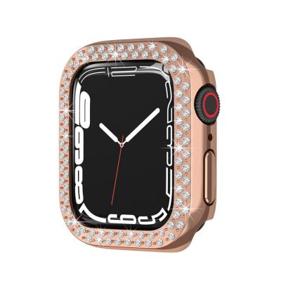 China Popular Luxury Plated Hollow Diamond Watch Case 41mm 45mm 44mm 38mm 42mm 40mm Luxury Watch Case For Apple Watch for sale