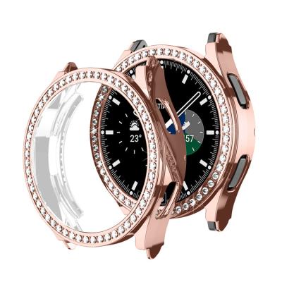 China 4th generation watch luxury popular tpu plating full cover rhinestone watch4 case 44mm 40mm transparent watch case for samsung watch for sale