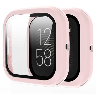 China Popular Luxury Lightweight Fitbit Versa2 Watch Case Frosted PC and Tempered Film Integrated Watch Case for sale