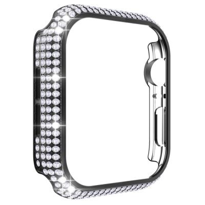 China Fashion Luxury Popular Watch Case For Apple PC Full Rhinestone Hollow Plating Watch Protective Case for sale