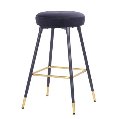 China High Counter Bar Chair Bar Chair Regular Height Metal Base Restaurant Velvet Bar Stool Modern Luxury Modern Barstool For Kitchen Bar Furniture for sale