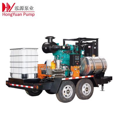 China Rust Remove Trolley 2500Bar 29lpm Mounted Diesel Engine Surface Treatment Cold Water High Pressure Cleaner for sale