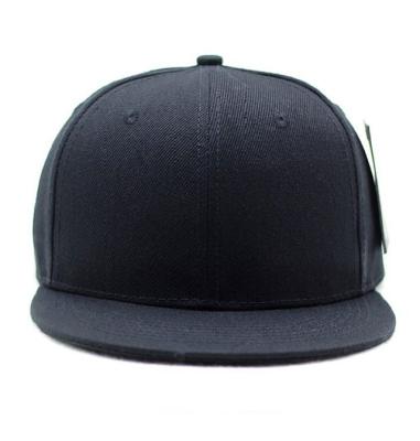 China JOINT Snapback High Quality Flat Cap Simple 6 Panel Black Cap With Custom Paper Tag for sale