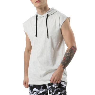 China Anti-wrinkle hoodies men printed hoodies 50% cotton 50% polyester sleeveless hoodie for sale