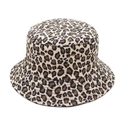 China Striped Custom Double Sided Leopard Hat White Bucket Hats Hats for sale