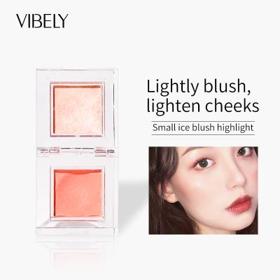 China Waterproof 2 in 1 Cosmetic Cutout Mini Crystal Blush Face Beauty Shimmer Repair and Highlight Bar Palette for sale