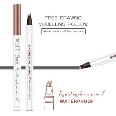 China Waterproof micro-engraved new thin eyebrow pencil four-fork waterproof three four point pencil for sale