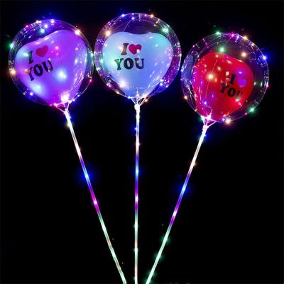 China PVC Led Clear Round Light Balloon Flying Led Bobo Bubble Clear Balloons For Valentine's Day Gift for sale