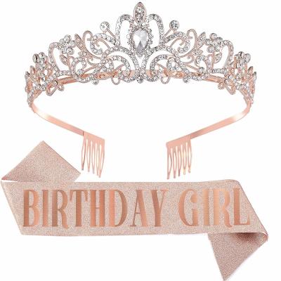 China Girl Birthday Food Serving Sash and Tiara for Women - Birthday Sash and Rhinestone Crown with Comb, Gift Kit for Birthday Decorations for sale