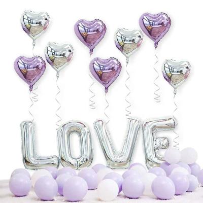 China Festival Decoration LOVE Set Foil Balloons Purple And Silver Theme Supplies For Wedding Party Decoration for sale