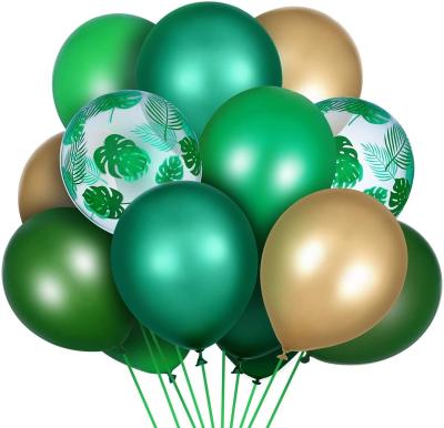 China Latex 80 Pcs Jungle Safari Theme Balloons Palm Leaves Chrome Metallic Balloons For Birthday Tropical Jungle Party Supplies for sale