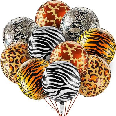 China Latex 22 Inches 10 PCS Large Jungle Print Animal Foil Balloons Wild Mylar Balloon For Jungle Theme Baby Shower Birthday Party for sale