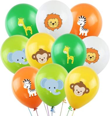 China Latex 50 Pcs Jungle Safari Animals Balloons 12 Inch Latex Animal Balloons for Jungle Safari Theme Birthday Party Decorations for sale