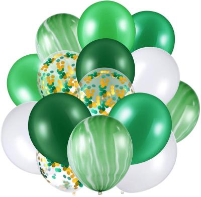 China White Latex 60 PCS Green Agate Latex Balloons 12 Inch Colorful Confetti Balloons For Jungle Baby Shower Office Wedding Birthday Party for sale