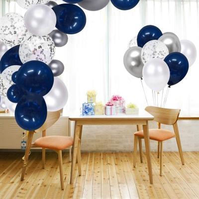 China 12 Inch Latex 50 Pcs White Pearl and Silver Metallic Chrome Party Balloons Confetti Balloons for Graduation Party Decor for sale