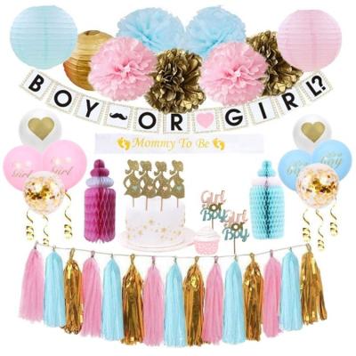 China Festival decoration baby shower decorations with blue pink boy or girl banner balloons for gender reveal party consumables bundle for sale