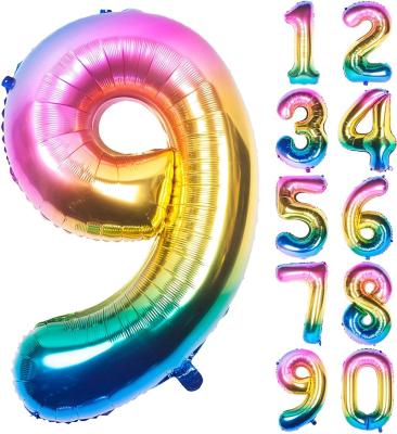 China Festival decoration 40 inch rainbow digit helium foil birthday party balloons birthday party supplies factory direct sale for sale