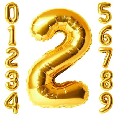 China Foil 40 Inch Gold Digital Number Balloons Giant Huge Balloons Foil Number Mylar Balloons For Birthday Party, Wedding, Bridal for sale