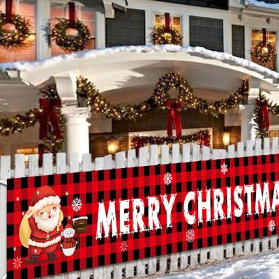 China Durable Hot Sale Amazon Christmas Decor Backdrop Large Size Merry Christmas Banner For Festival Party Decorations for sale