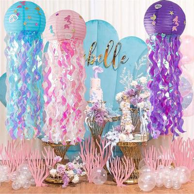 China High Quality Park Decoration Decor Paper Ware Diy Jellyfish Lantern Mermaid Theme Decorative Lanterns for sale