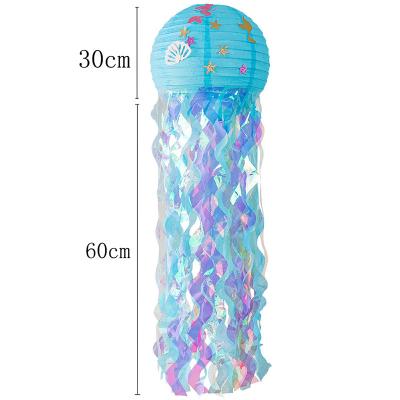 China Wholesale decorative lanterns theme high quality mermaid jellyfish paper lanterns diy kindergarten props colorful cartoon lanterns for sale