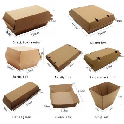 China Materials Manufacturer Recycled Custom Printed Hamburger Box Brown Kraft Hamburger Box for sale