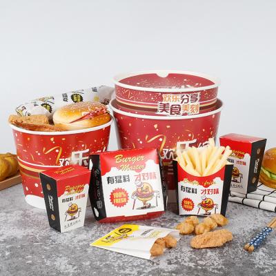 Китай New Recycled Materials Design Top Selling White Paper Fried Chicken Packing Box With Printed Custom Chicken Pails For Take Out Food Packaging продается