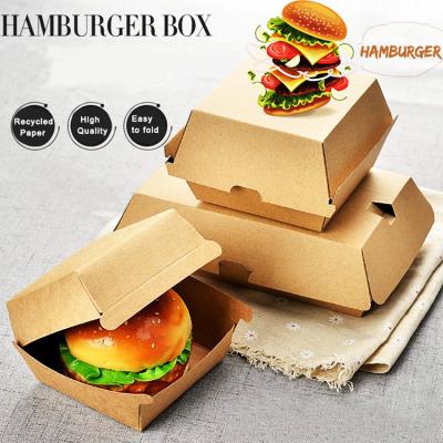 China Recycled Materials Food Grade Paper Hamburger Box For Fast Food Burgers Hot Dog Packaging for sale