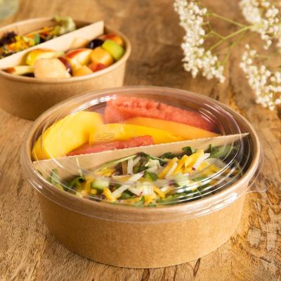 China High Temperature Resistant Disposable Food Grade Environmental Protection Kraft Paper Bowl Food Grade Takeout Salad Bowl With Lid wh for sale