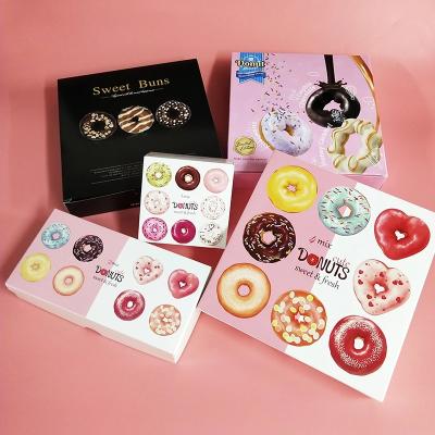 China Disposable Cheap Custom Printed Plain Design White Cardboard Packing Boxes Mini Size Donut Packaging Paper Box With Clear Window for sale