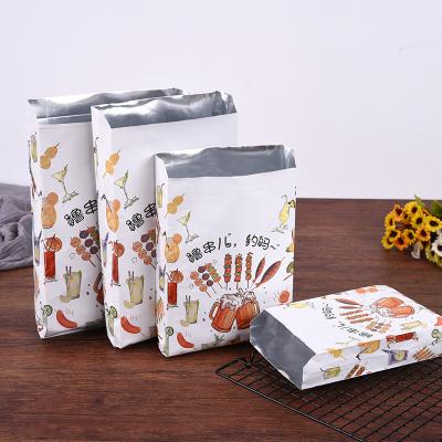 China Disposable BBQ Kebab Hot Dog Foil Lined Paper Bag Fast Food Delivery Bags for sale