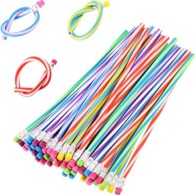 China 100% Eco-friendly Multi Colored Bend Flexible Soft Curvy Pencils Lined With Eraser For Students Or Kids Amusement Equipment for sale